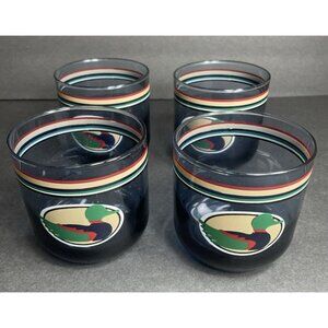 Vintage 1988 Anchor Hocking Blue Tint Mallard Duck Tumblers Glasses